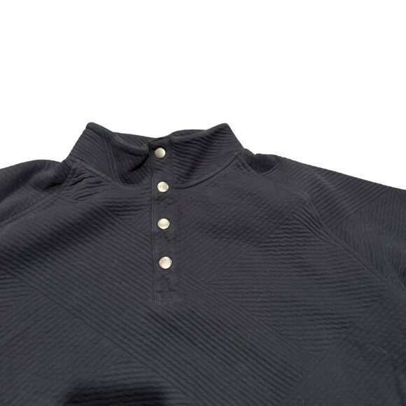 Goodfellow Black Textured Pullover Sweatshirt XL Snap Collar Ribbed Cuffs Hem - Picture 2 of 4